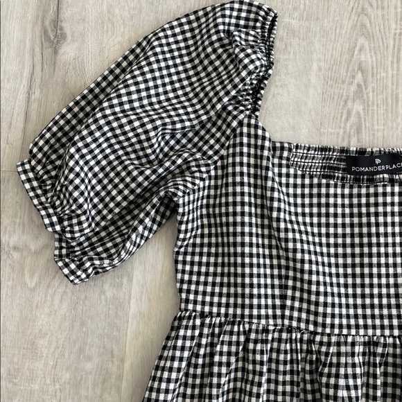 Tuckernuck Pomander Place‎ Abigail Gingham Plaid Black White Dress Womens Medium - Picture 3 of 14